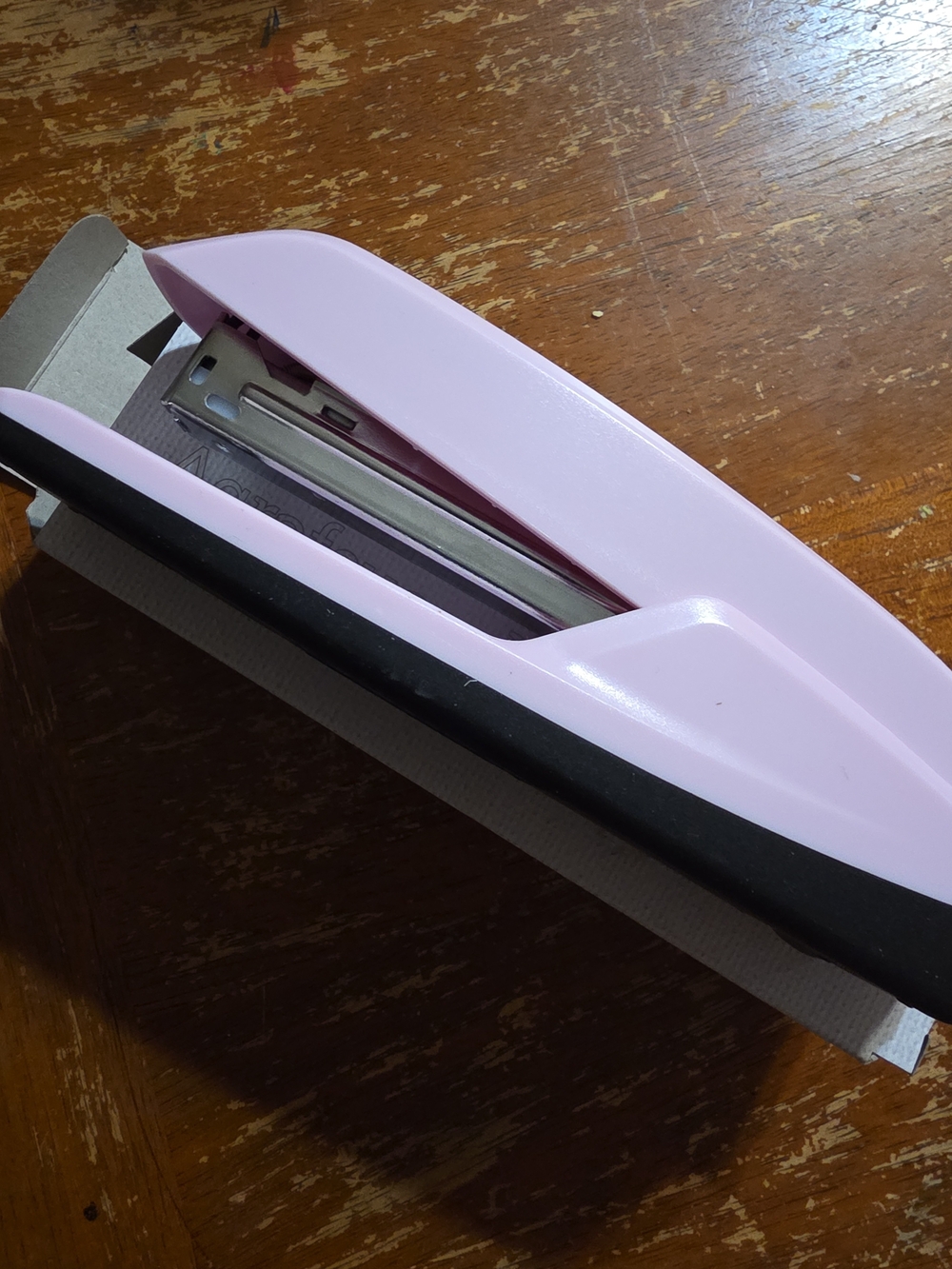 Sleek Pink & Black Desktop Stapler for Home Office
